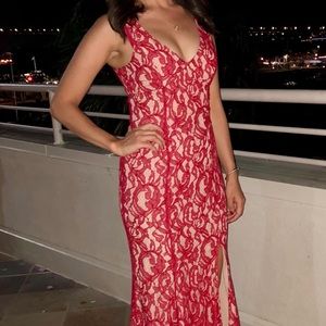 Lace V-neck Gown Dress